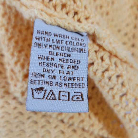 c.l.o.t.h.e.s. Hooded Pullover Sweater Womens XL Yellow Cotton Open Knit Beach - Picture 5 of 5